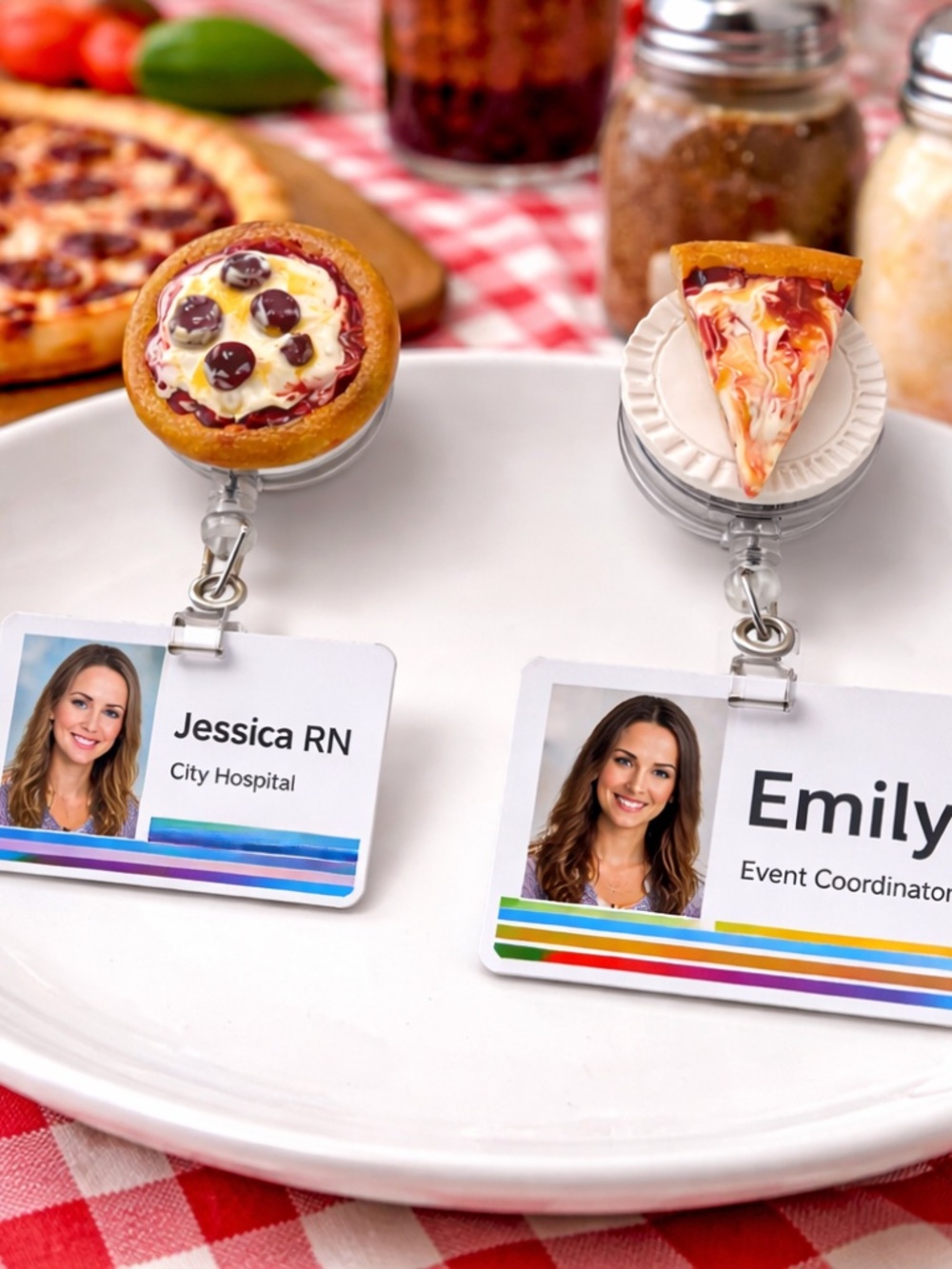 Pizza Badge Reel or Magnet – Handmade Pepperoni Pizza Charm – NY Slice on Paper